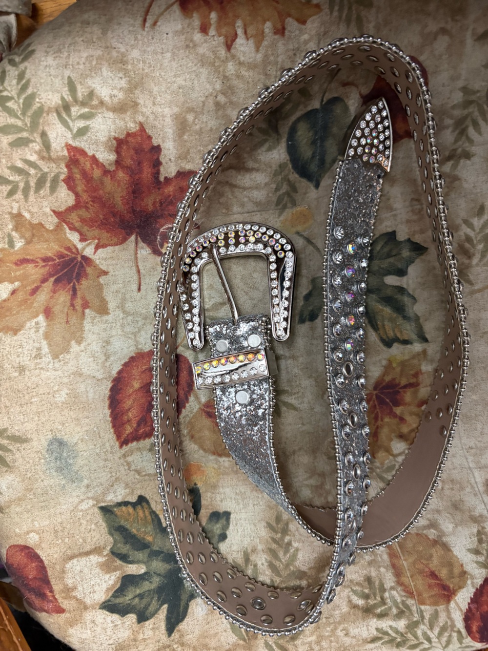 Silver Rhinestone Embellished Women's Fashion Belt